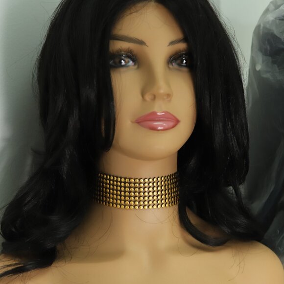 Fancy Gold Tone Choker Adjustable Length Gold Dots Costume Chokers (#87) - Picture 7 of 9
